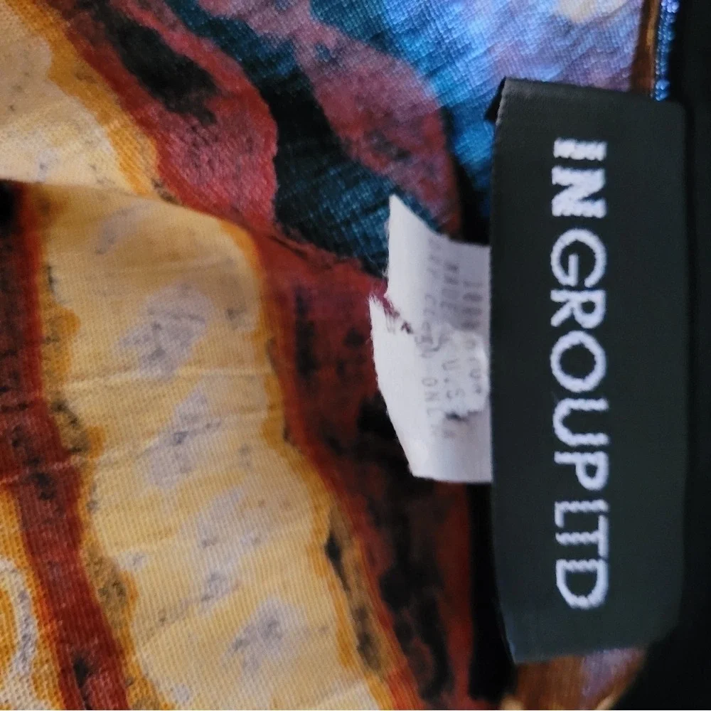 Vintage 80s Abstract Print Gauze Jacket and Wide Leg‎ Coin Detail Pant Set - Picture 9 of 9